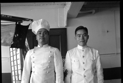 Cook and crew member on board ship (ddr-densho-426-262)
