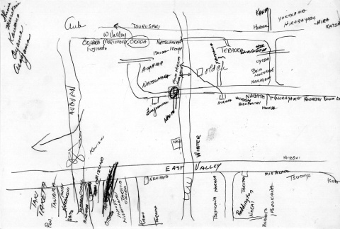 Hand-drawn map of prewar Auburn, Washington (ddr-densho-25-99)