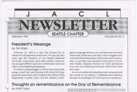 Seattle Chapter, JACL Reporter, Vol. 29, No. 2, February 1992 (ddr-sjacl-1-536)