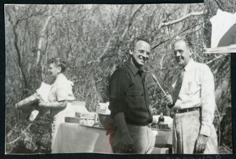 Photograph of Dr. Morse Little at a Manzanar hospital staff picnic (ddr-csujad-47-279)