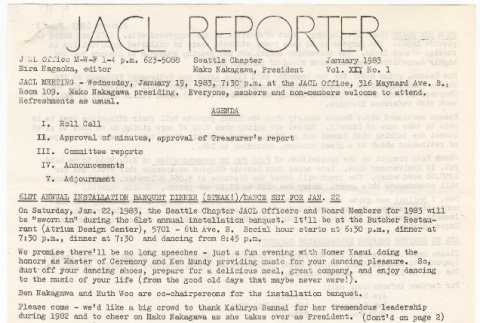 Seattle Chapter, JACL Reporter, Vol. XX, No. 1, January 1983 (ddr-sjacl-1-318)