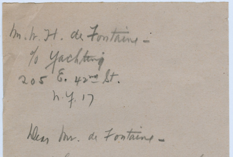 Letter to Mr. H. de Fontaine (ddr-densho-335-347)