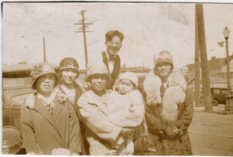 Group photo of four women, one man, and child (ddr-densho-348-66)