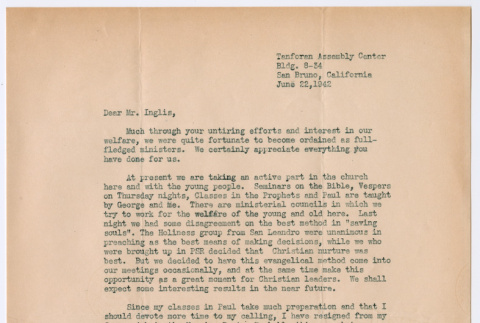Letter to Rev. Robert Inglis from Masayoshi Wakai and George Aki (ddr-densho-498-31)