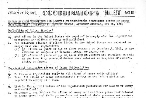 Heart Mountain Coordinator's Bulletin No. 15 (February 19, 1945) (ddr-densho-97-559)