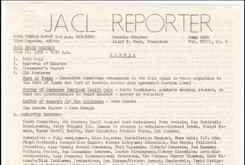 Seattle Chapter, JACL Reporter, Vol. XVIII, No. 6, June 1981 (ddr-sjacl-1-297)