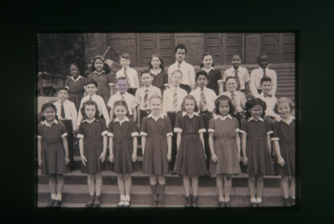 (Slide) - Image of boys and girls standing on steps outside building (Maryknoll school) (ddr-densho-330-207-master-4a262c7bb3)