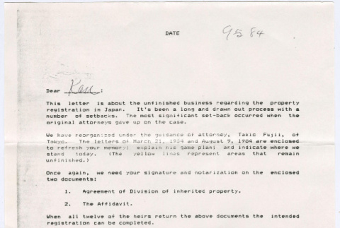 Letter from Kair Fujii to Kaneji Domoto (ddr-densho-329-1193)