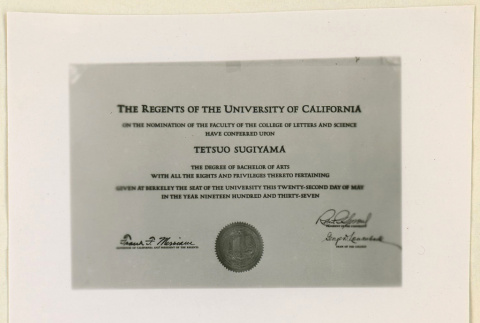 Tetsuo Sugiyama's undergraduate degree (ddr-densho-37-1147)