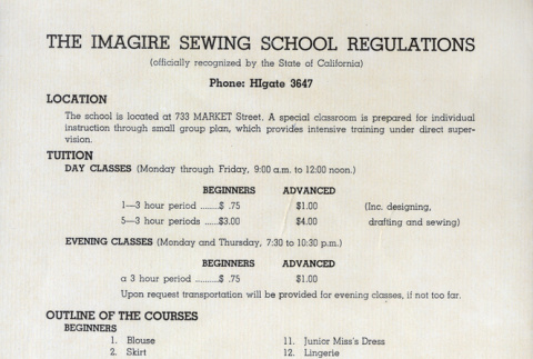 The Imagire Sewing School Regulations (ddr-ajah-6-129)