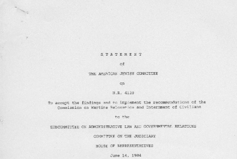 Statement of the American Jewish Committee (ddr-densho-67-334)