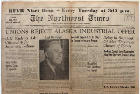 The Northwest Times Vol. 1 No. 21 (March 21, 1947) (ddr-densho-229-8)