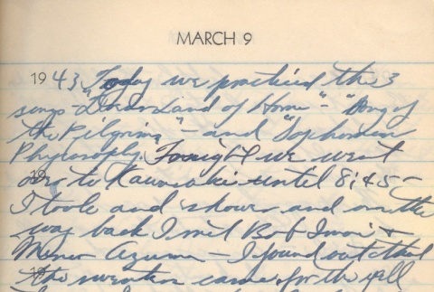 Diary entry, March 9, 1943 (ddr-densho-72-79)