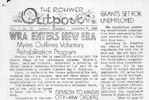 Rohwer Outpost Vol. I No. 12 (December 5, 1942) (ddr-densho-143-13)