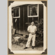 Gary Kikawa outside a barrack (ddr-densho-542-523)
