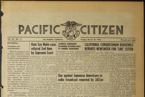 Pacific Citizen, Vol. 42, No. 11 (March 16, 1956) (ddr-pc-28-11)