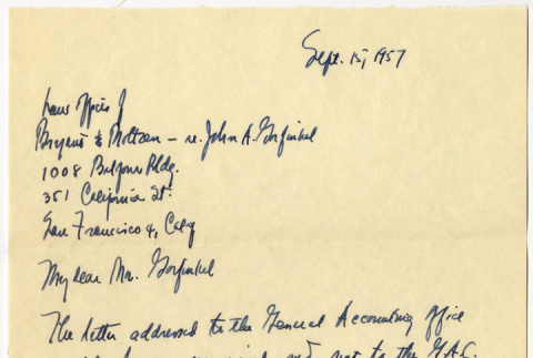 Letter to John Gorfinkel from Sally Domoto (ddr-densho-329-1239)