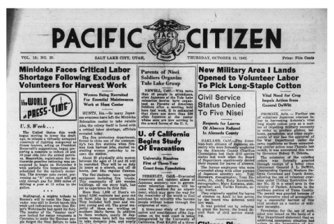 The Pacific Citizen, Vol. 15 No. 20 (October 15, 1942) (ddr-pc-14-19)