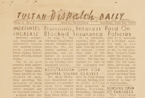 Tulean Dispatch Vol. 6 No. 5 (July 22, 1943) (ddr-densho-65-259)