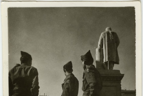 Soldiers next to a statue (ddr-densho-201-167)