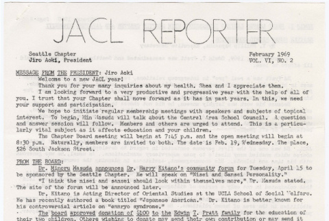 Seattle Chapter, JACL Reporter, Vol. VI, No. 2, February 1969 (ddr-sjacl-1-104)
