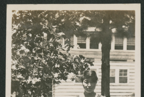 man and woman in a yard (ddr-densho-378-827)
