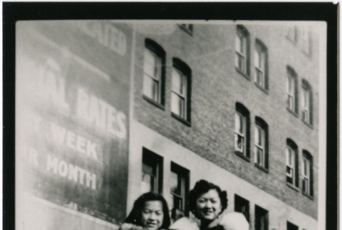 The Fujino girls in front of the Waldon Hotel (ddr-densho-353-217)