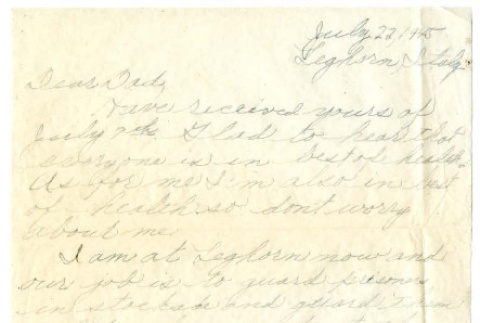 Letter from Makoto Okine to Mr. S. Okine, July 22, 1945 (ddr-csujad-5-86)