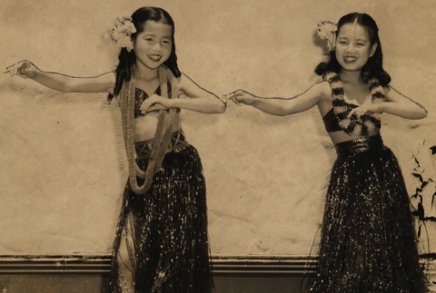 Hibari Misora and another girl dancing in hula costumes (ddr-njpa-4-964)