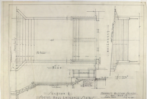 Blueprints for entrance stairs for Betsuin Temple (ddr-densho-430-115)