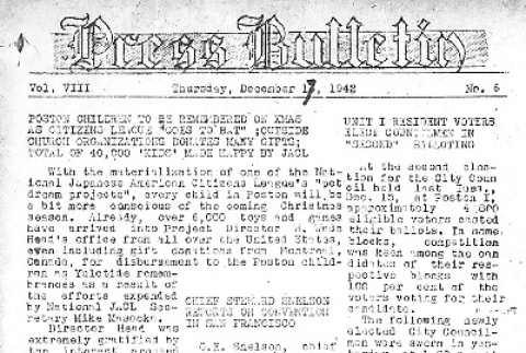 Poston Press Bulletin Vol. VIII No. 6 (December 17, 1942) (ddr-densho-145-183)