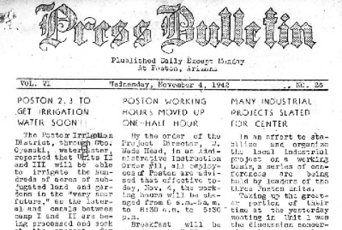 Poston Press Bulletin Vol. VI No. 26 (November 4, 1942) (ddr-densho-145-150)