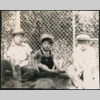 David, Chester Jr. and Gerald Sakura wearing military caps (ddr-densho-523-159)