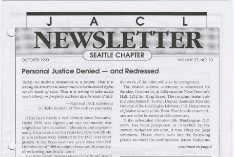 Seattle Chapter, JACL Reporter, Vol. 27, No. 10, October 1990 (ddr-sjacl-1-530)