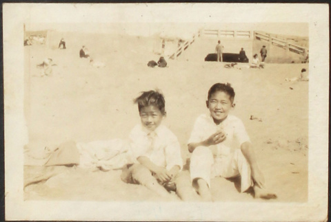 Two boys on beach (ddr-densho-423-524)