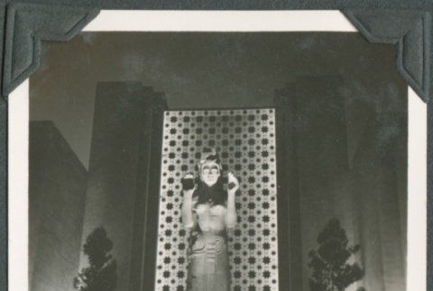 Night view of a statue at the Golden Gate International Exposition (ddr-densho-300-184)