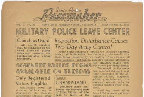 Santa Anita Pacemaker: Vol. 1, No. 32 (August 5, 1942) (ddr-janm-5-32)