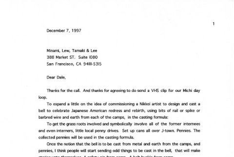 Letter from Frank Chin to Dale [Minami], December 7, 1997 (ddr-csujad-24-193)